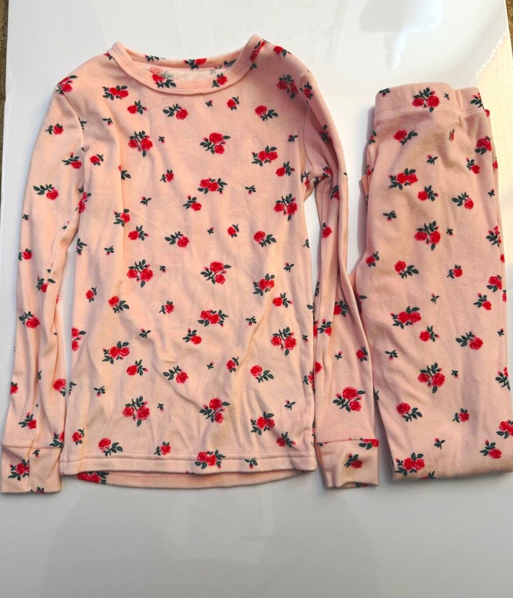 Cat & Jack Girls 2-Piece Pink Floral Long Sleeve Pajama Set, Size 8